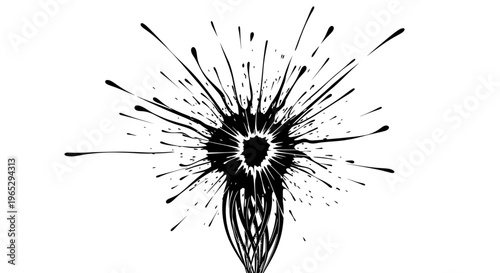 Black and white abstract explosion design.