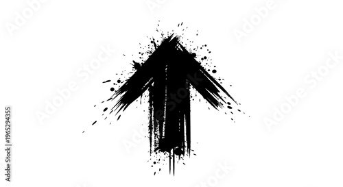 Black Arrow Brush Stroke Icon.