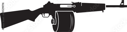 Black rifle, assault rifle, gun silhouette, weapon icon, vector illustration