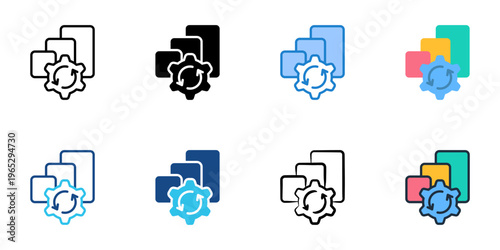BI tools icons set multiple style collection. Editable stroke 
