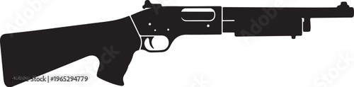 Black rifle, assault rifle, gun silhouette, firearm icon, vector illustration