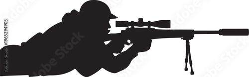 Sniper, rifle silhouette, black, vector, hunting, military, shooting, sniper rifle