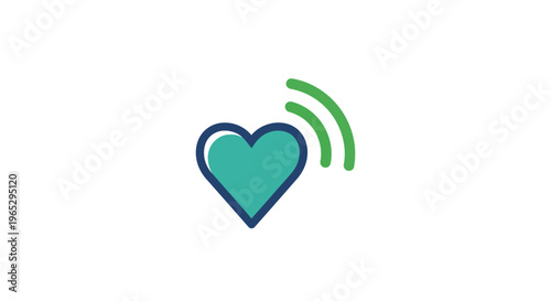Heart Symbol with Wireless Signal Waves Icon.
