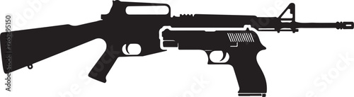 Rifle, gun, assault rifle, black silhouette, weapon, firearm, vector illustration, military, defense