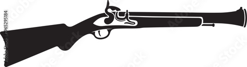 Rifle, gun, weapon, firearm, black silhouette, vector illustration, hunting, military, iconic symbol