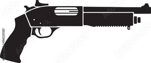 Vector shotgun, black silhouette, firearm illustration, weapon icon