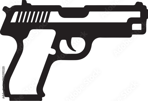 Black handgun, pistol icon, firearm silhouette, gun graphic