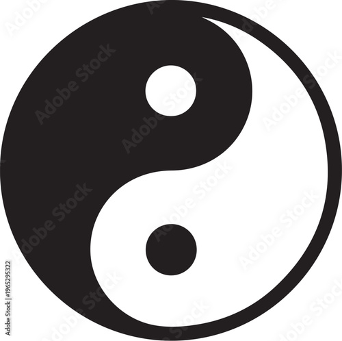 Yin Yang symbol, black and white icon, ancient chinese philosophy, harmony balance
