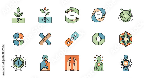 Collection of Medical and Science Icons Representing Health and Innovation.