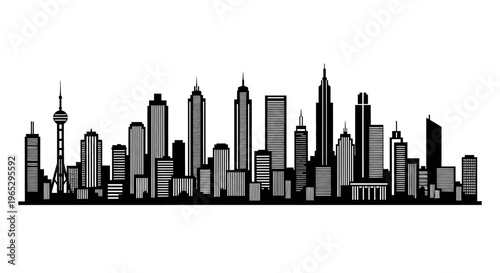 City Skyline Urban Buildings Silhouette.