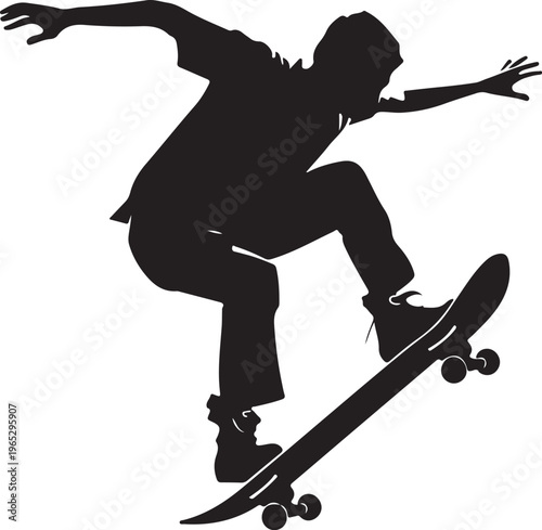 Skateboarder, skateboard, black silhouette, action sports, extreme, trick