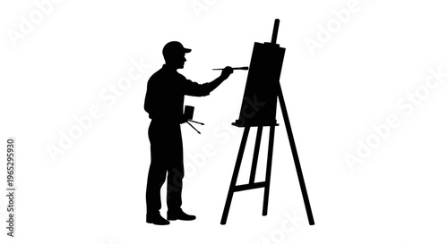 Man painting on an easel.