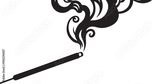 Black smoking cigarette, vector cigarette icon, smoking symbol, black silhouette