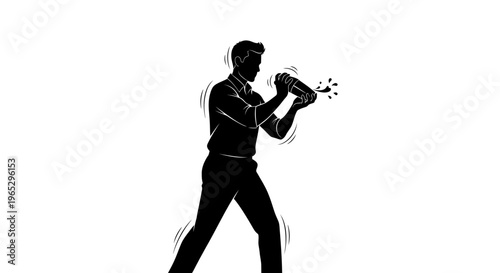 Man playing golf swing motion.