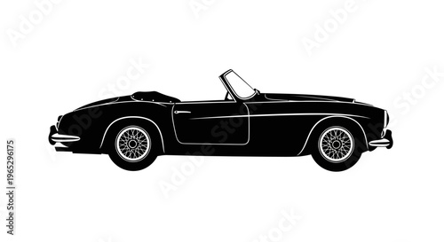 Black Vintage Convertible Sports Car Side.