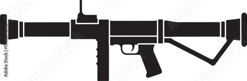 Black rifle icon, assault rifle symbol, gun silhouette, weapon illustration, vector graphic