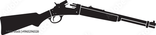 Black rifle, shotgun, weapon, firearm, vector illustration, silhouette, hunting, military style