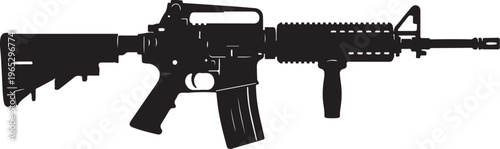 Rifle, assault rifle, black rifle, gun silhouette, weapon vector, military rifle