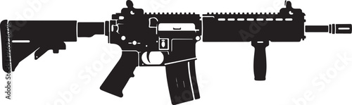 Rifle, assault rifle, gun, firearm, black silhouette, vector illustration, military weapon, tactical
