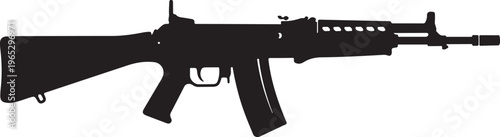 Rifle, gun, assault rifle, black silhouette, vector illustration, firearm, weapon
