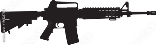 Rifle, assault rifle, gun, black silhouette, vector, firearm, weapon