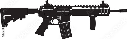 Black rifle, assault rifle, gun icon, weapon illustration, vector graphics