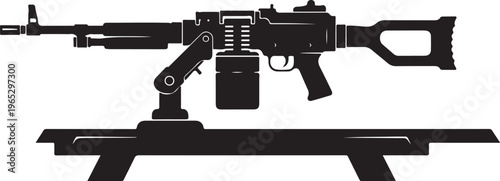 Black rifle, assault rifle, gun silhouette, firearm icon, vector illustration