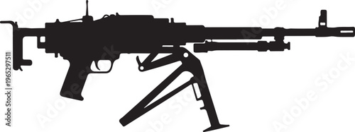 Rifle, assault rifle, machine gun, black silhouette, weapon icon, vector illustration