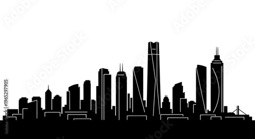 City Skyline Silhouette Urban Landscape.