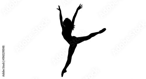 Silhouette of Female Ballet Dancer Leaping.