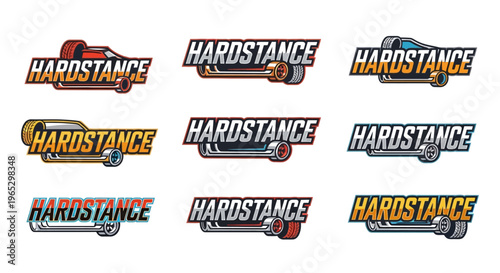 Collection of Hardstance Car Logos with Stylized Text.