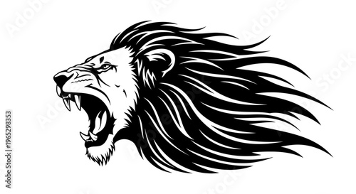 Fierce Lion Head with Open Mouth.