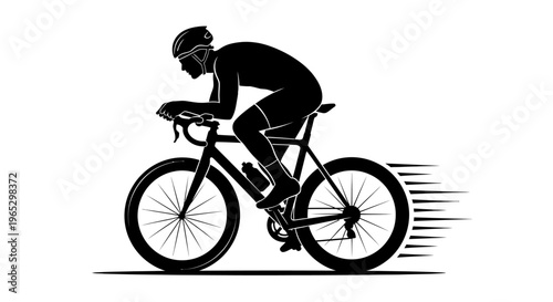Cyclist Riding Fast on Bicycle.