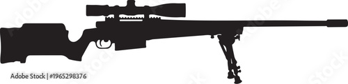 Sniper rifle silhouette, black rifle icon, gun vector, shooting weapon