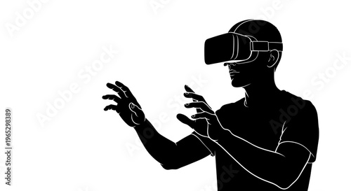 Man wearing virtual reality headset.