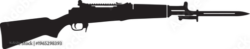 Rifle, gun, assault rifle, M16, black silhouette, vector illustration, military, weapon, firearm