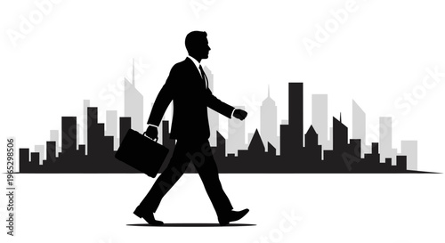 Businessman Walking with Briefcase Suit.