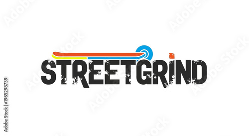 Streetgrind logo with colorful lines and distressed text.