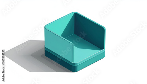 Turquoise desktop organizer illustration in isometric view for office and home supply