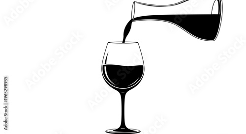 Red wine pouring into glass.