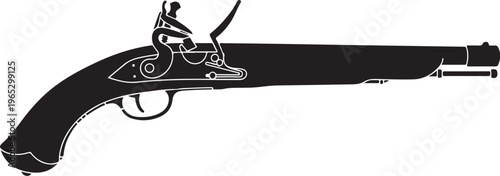 Vintage pistol, antique firearm, black powder gun, historical weapon