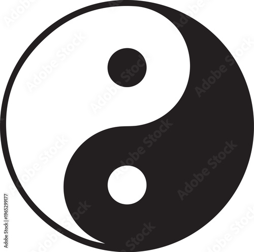 Yin Yang symbol, black and white icon, ancient chinese philosophy, harmony balance