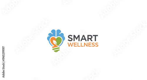 Smart Wellness Logo Brain Lightbulb Heart Combination.