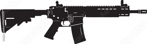 Black rifle, assault rifle, gun icon, firearm silhouette, vector illustration