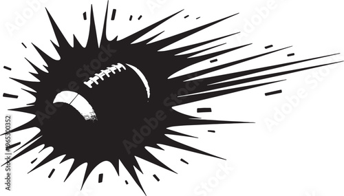 American football, sports illustration, black explosion, dynamic motion, vector graphic