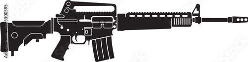 Rifle, assault rifle, gun, firearm, black, silhouette, vector, illustration,  military, weapon
