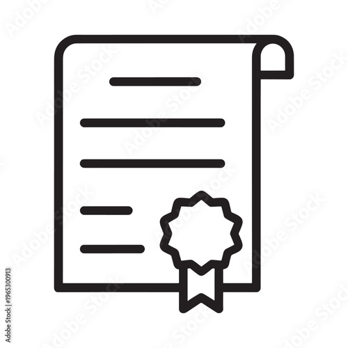 A simple line drawing depicts a document with a seal at the bottom