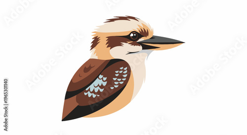 Stylized bird illustration with brown and cream feathers