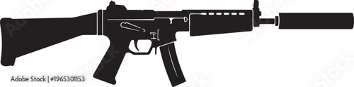 Black rifle, assault rifle, gun icon, firearm silhouette, vector illustration
