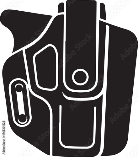 Black leather gun holster, pistol holder, belt clip holster, concealed carry